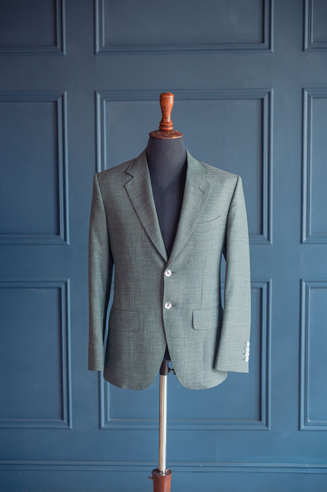 Green Linen Wool Coatv